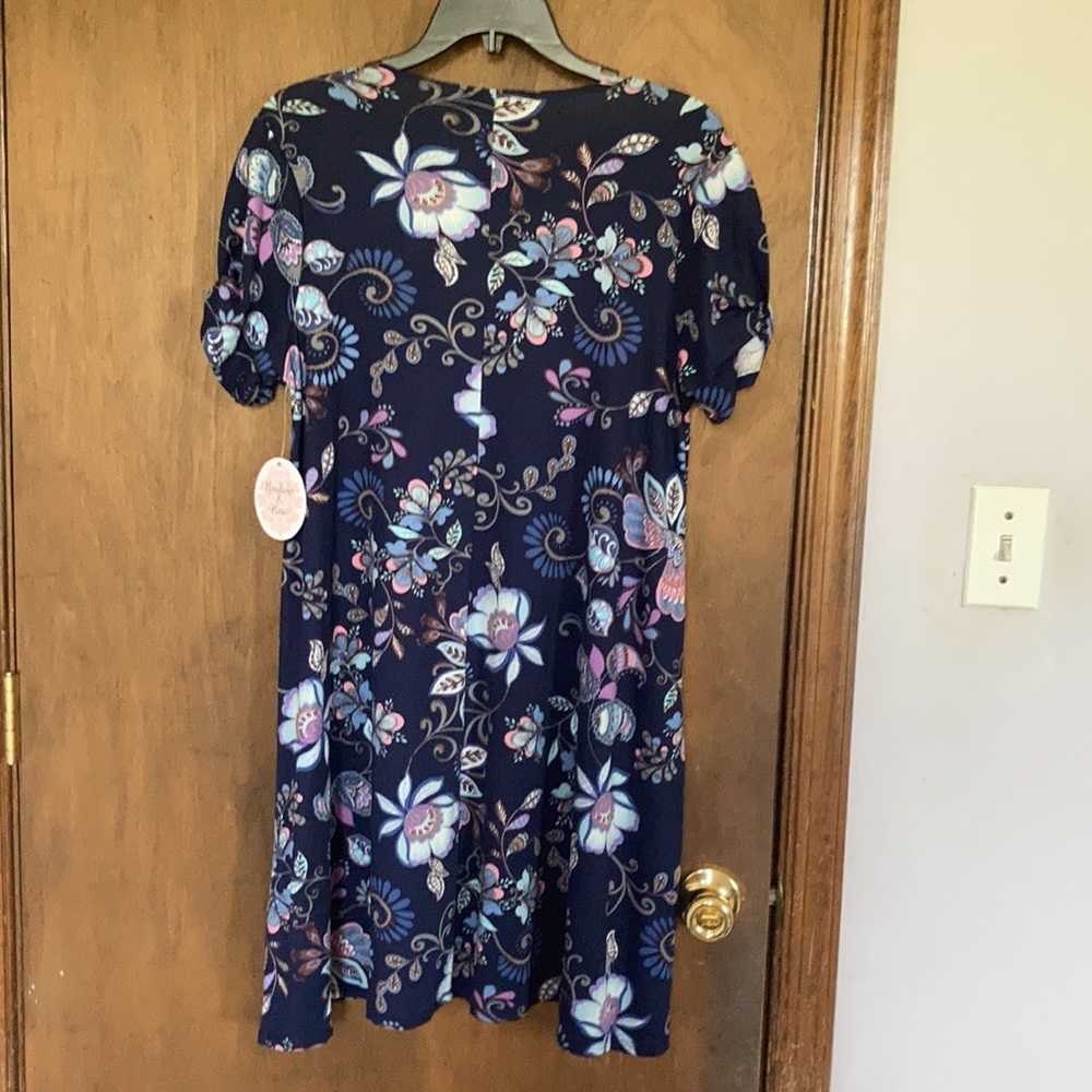 Harlow & Rose dress floral print pullover soft with stretch casual boho M - Picture 8 of 17
